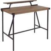 Gia 49" Counter Dining Table in Brown Grain Bamboo & Black Metal